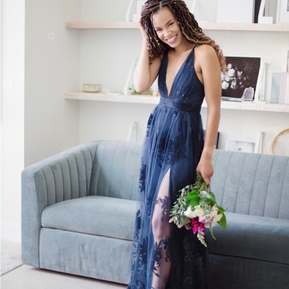 Luxxel Haley Deep Blue Maxi Dress - Picture 2 of 11